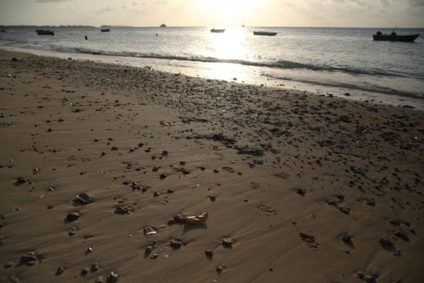 Stranden i Funafuti r fylld med glasbitar